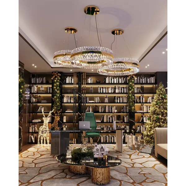 Żyrandol kryształowy BULGARI glamour, złoty, designerski, ekskluzywny w stylu nowoczesnym, lampa wisząca okrągła