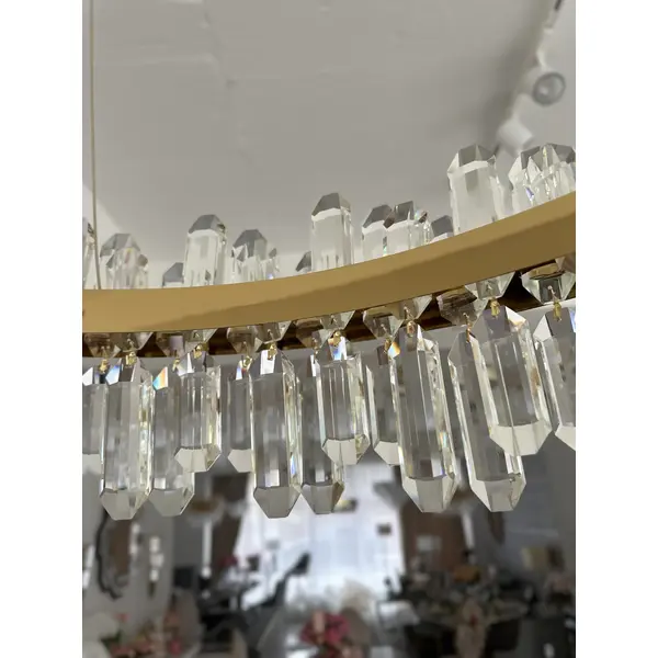 Żyrandol kryształowy BULGARI glamour, złoty, designerski, ekskluzywny w stylu nowoczesnym, lampa wisząca okrągła