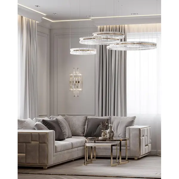 Żyrandol kryształowy BULGARI glamour, złoty, designerski, ekskluzywny w stylu nowoczesnym, lampa wisząca okrągła