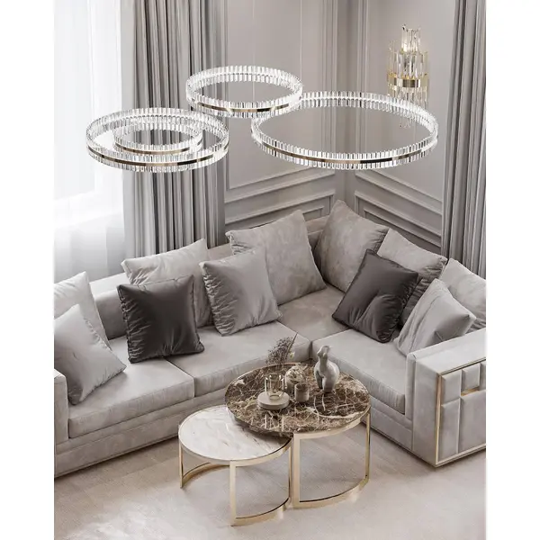 Żyrandol kryształowy BULGARI glamour, złoty, designerski, ekskluzywny w stylu nowoczesnym, lampa wisząca okrągła