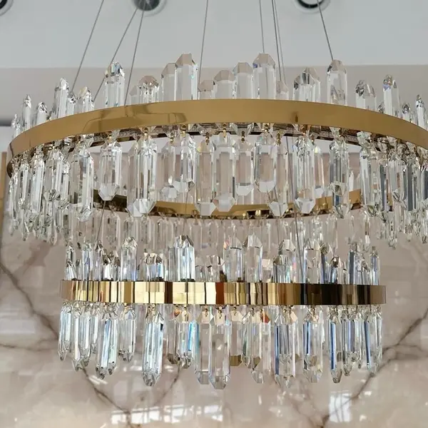 Żyrandol kryształowy złoty dwupoziomowy nowoczesny glamour BULGARI XL