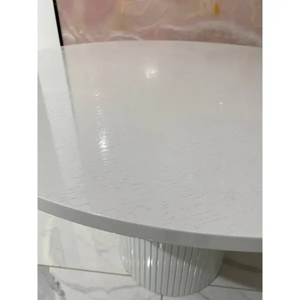 Stół glamour, do jadalni, art deco, drewniany, lakierowany, designerski, biały OVALE 110 cm