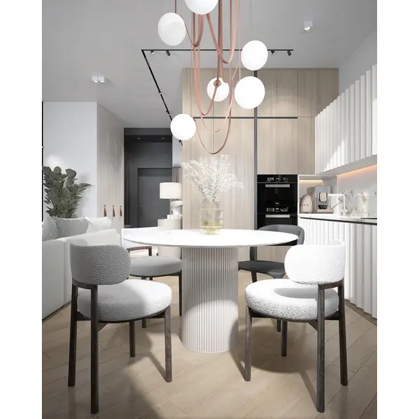 Stół glamour, do jadalni, art deco, drewniany, lakierowany, designerski, biały OVALE 110 cm