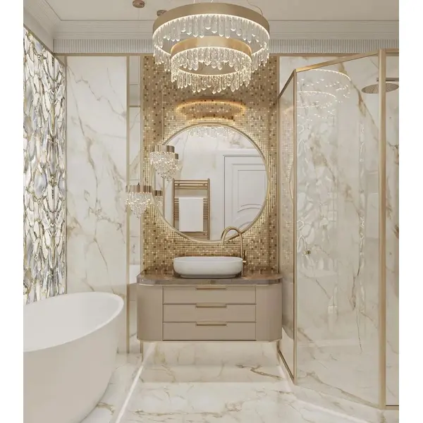 Żyrandol kryształowy złoty dwupoziomowy nowoczesny glamour BULGARI XL