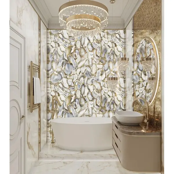 Żyrandol kryształowy złoty dwupoziomowy nowoczesny glamour BULGARI XL