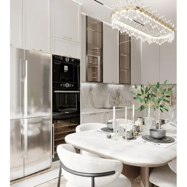 Crystal chandelier, glamor, gold, oblong, designer, exclusive in a modern style, pendant lamp above the table BULGARI L 100cm