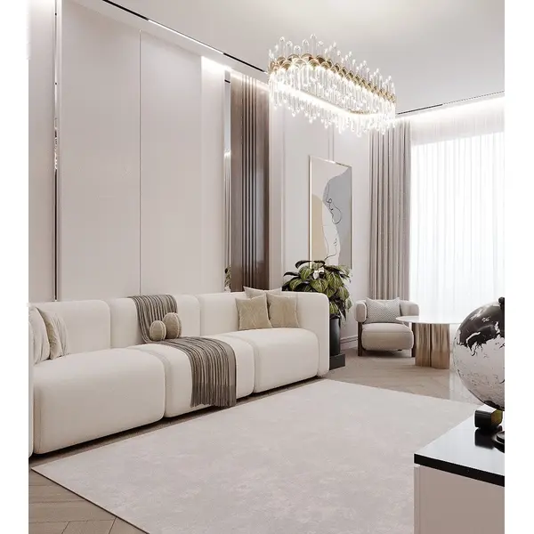 Crystal chandelier, glamor, gold, oblong, designer, exclusive in a modern style, pendant lamp above the table BULGARI L 100cm