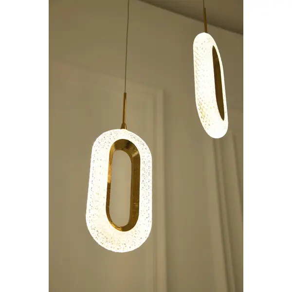 Żyrandol nowoczesny, lampa wisząca glamour, złota, designerska, ekskluzywny podwójny zwis VALO DOUBLE