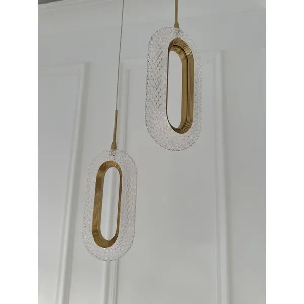 Żyrandol nowoczesny, lampa wisząca glamour, złota, designerska, ekskluzywny podwójny zwis VALO DOUBLE