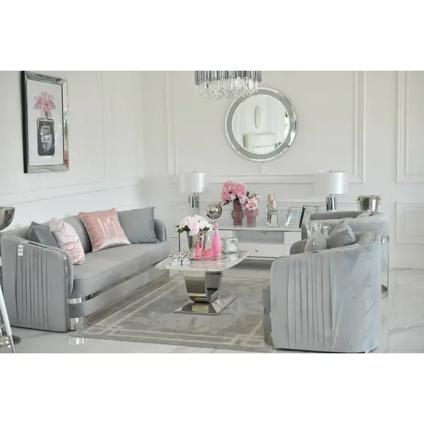 MADONNA Elegant and modern silver grey glamour upholstered sofa