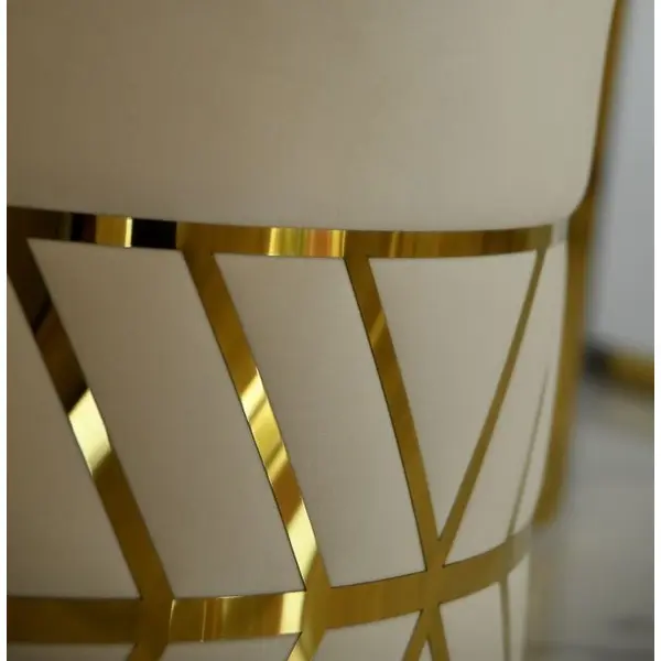 Pufa okrągła, do sypialni, toaletki, tapicerowana, pufa glamour beżowa złota DIAMOND