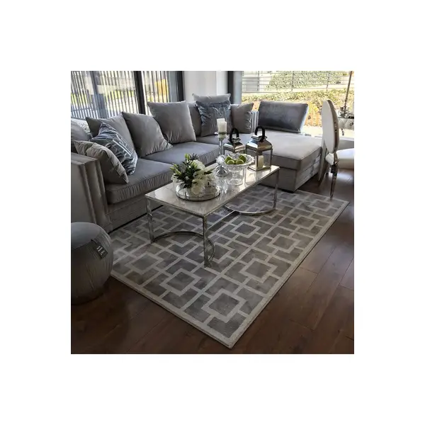 Stylish and elegant glamorous carpet for the living room gray white soft HILTON