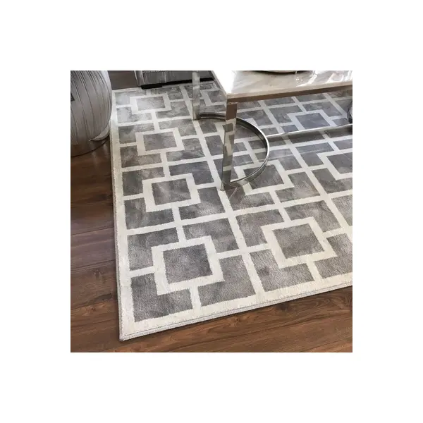 Stylish and elegant glamorous carpet for the living room gray white soft HILTON