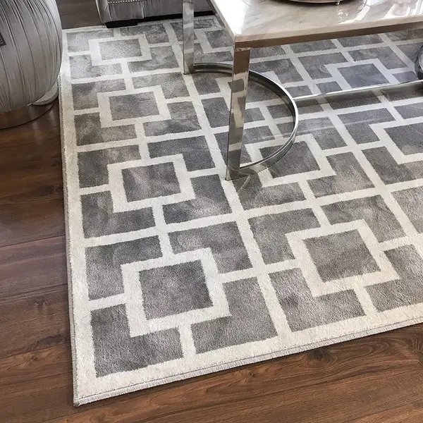 Stylish and elegant glamorous carpet for the living room gray white soft HILTON