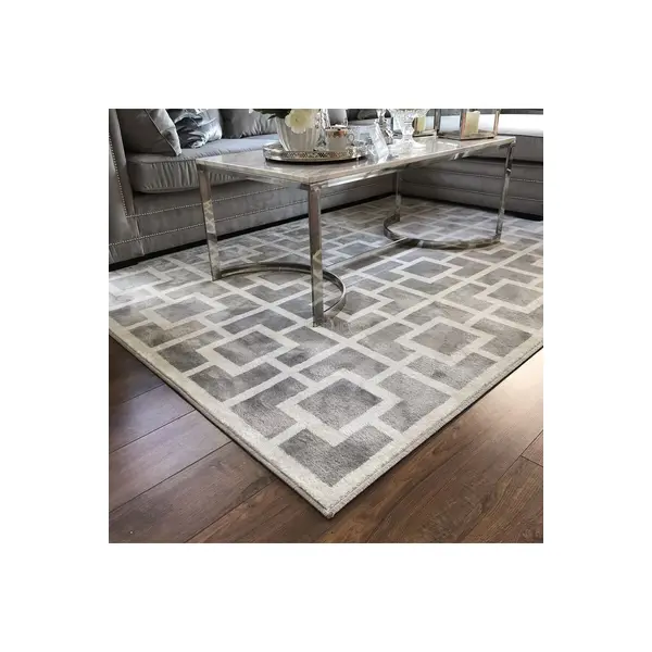 Stylish and elegant glamorous carpet for the living room gray white soft HILTON