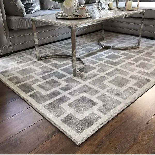 Stylish and elegant glamorous carpet for the living room gray white soft HILTON