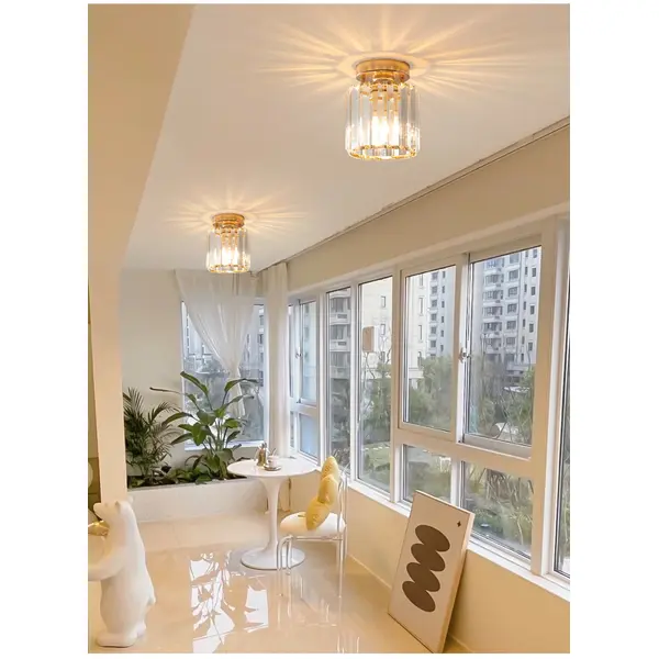 Lampa kryształowa złota, Pojedynczy punk świetlny designerski nowoczesny, szklany klosz STARS S