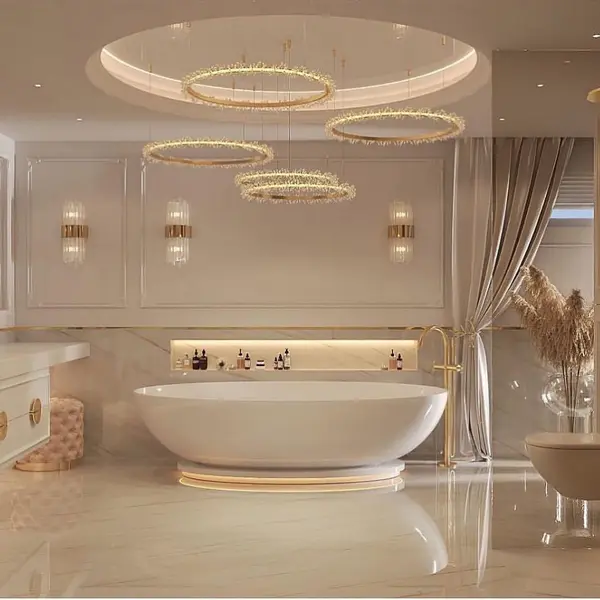 Crystal LED lamp, round ceiling lamp, ring, glamorous chandelier, modern gold BRINA