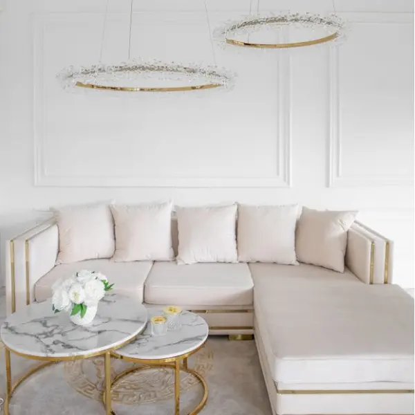 Crystal LED lamp, round ceiling lamp, ring, glamorous chandelier, modern gold BRINA