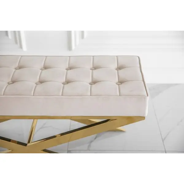 Pufa Glamour Welurowa Złota Beżowa, Luksusowe Siedzisko Pikowane - GABY L