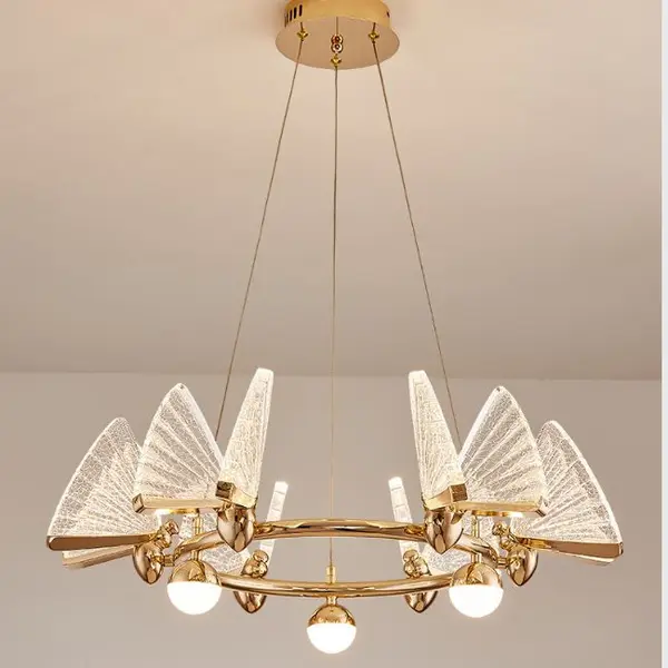 Crystal chandelier MOTYL glamour, gold, designer, exclusive in a modern style, round pendant lamp