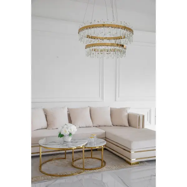 Żyrandol kryształowy złoty dwupoziomowy nowoczesny glamour BULGARI XL