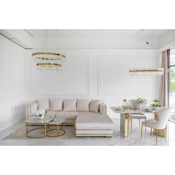 Crystal chandelier, glamor, gold, oblong, designer, exclusive in a modern style, pendant lamp above the table BULGARI L 100cm