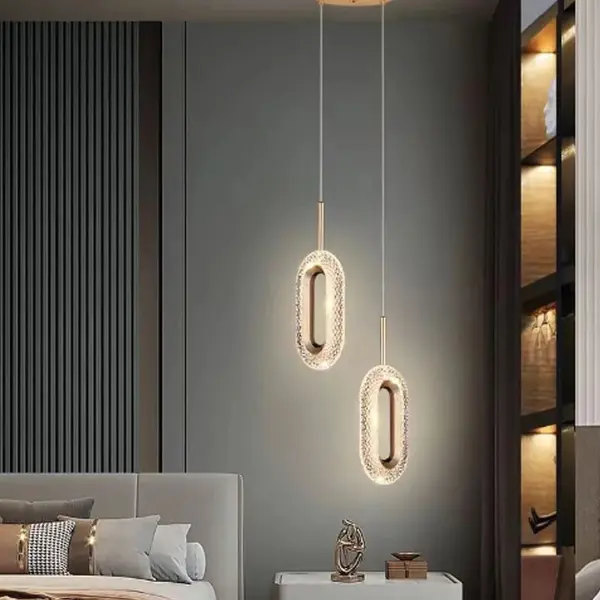 Żyrandol nowoczesny, lampa wisząca glamour, złota, designerska, ekskluzywny podwójny zwis VALO DOUBLE