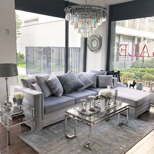 GLAMOUR silver glamour crystal pendant lamp modern steel chandelier 100 cm OUTLET