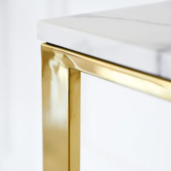 Konsola glamour, nowoczesna, złota biały marmur LOLA