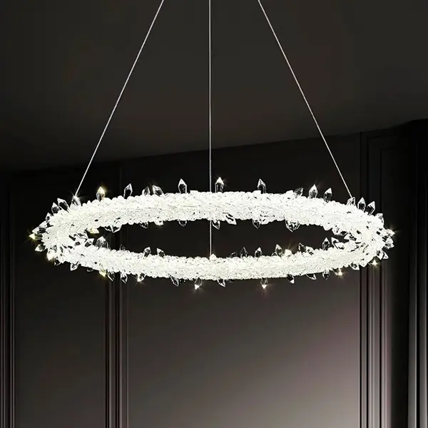 Glamor crystal round chandelier, silver ICE