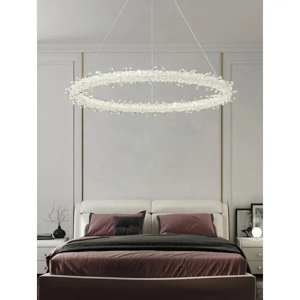 Glamor crystal round chandelier, silver ICE
