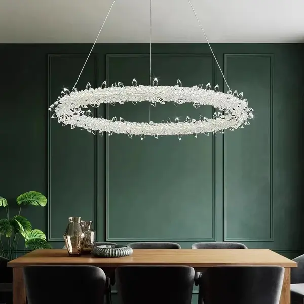 Glamor crystal round chandelier, silver ICE