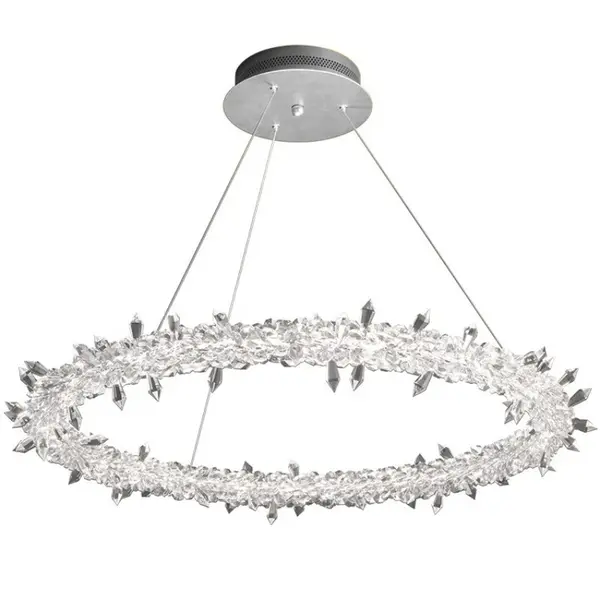 Glamor crystal round chandelier, silver ICE