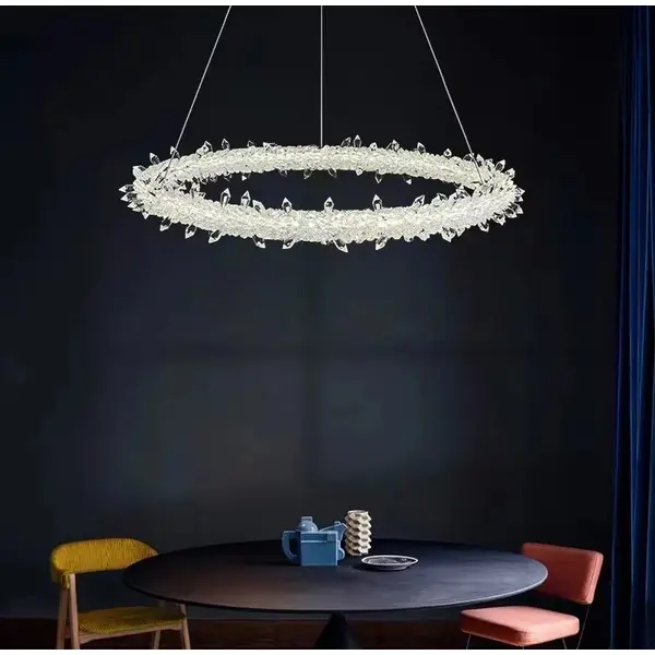 Glamor crystal round chandelier, silver ICE