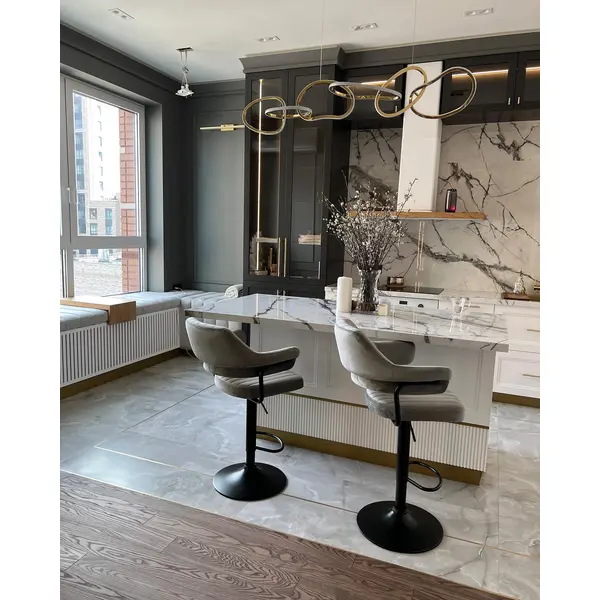 GALASSIA XL round glamorous led lamp with shiny rings, adjustable, modern, loft for living room gold