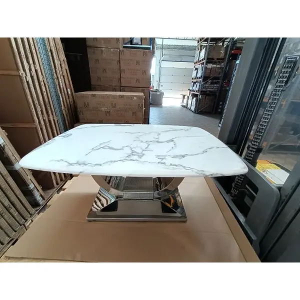 ART DECO modern gold living room coffee table with white marble top [CLONE]