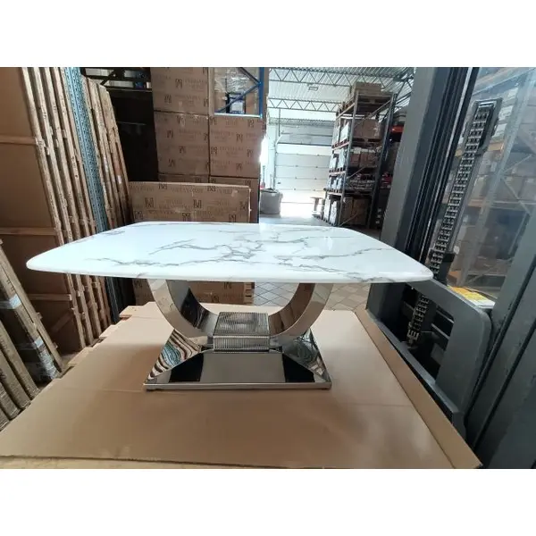 ART DECO modern gold living room coffee table with white marble top [CLONE]