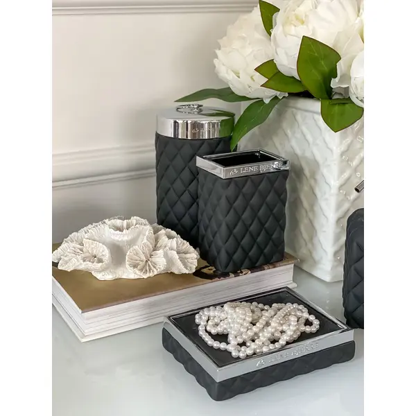 Pojemnik na waciki czarny Portia jar black Lene Bjerre