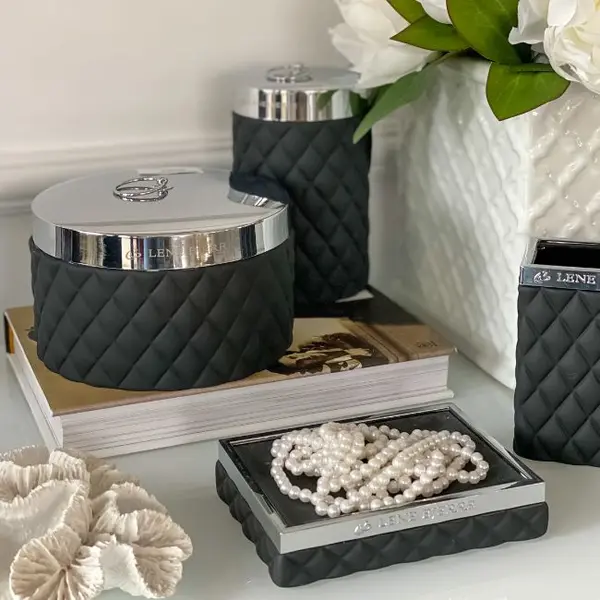 Pojemnik na waciki czarny Portia jar black Lene Bjerre