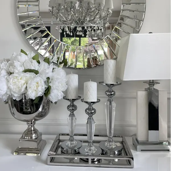 Crystal candlestick on silver pedestal FLAVIO O L