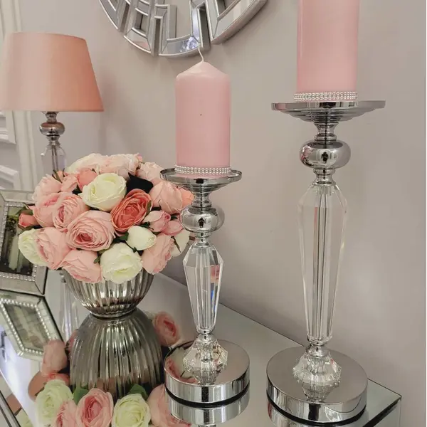 Crystal candlestick on silver pedestal FLAVIO O L