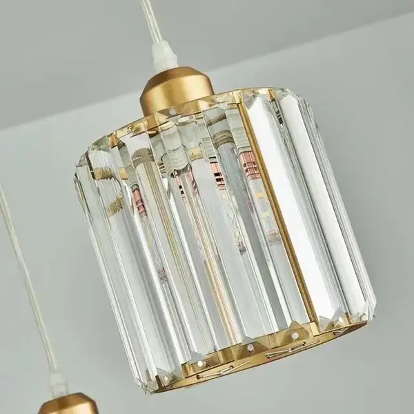 Crystal chandelier, glamor pendant lamp, oblong, gold, designer, exclusive, with glass shades, over the island STARS L