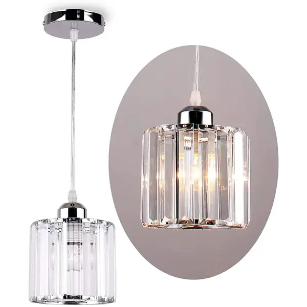 STARS M crystal chandelier, glamour pendant lamp, silver, designer, exclusive, single, glass shade, over the island