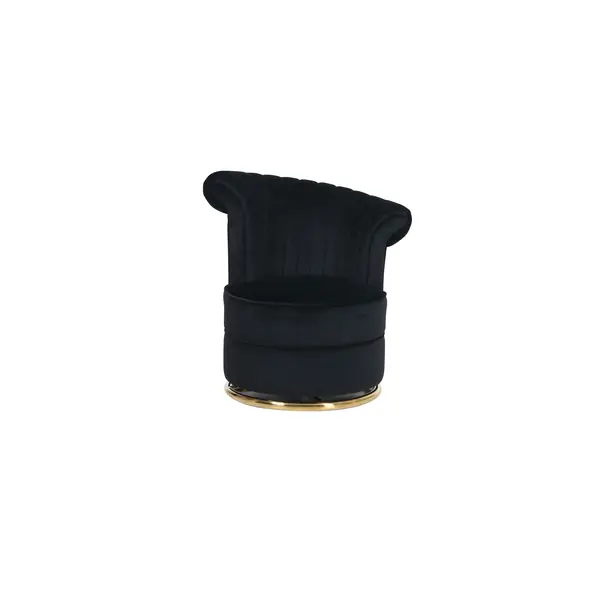 Designerski Fotel,  welwetowy, czarny, złoty FLOWER