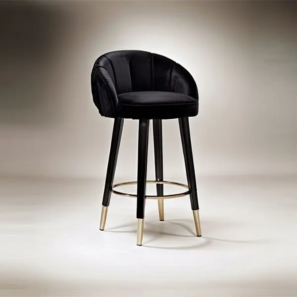 Upholstered glamor stool for dining room, bar, island beige gold DIANA