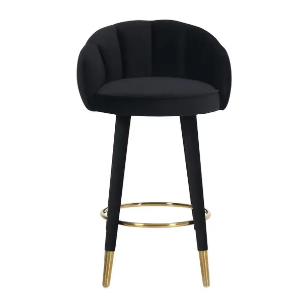 Upholstered glamor stool for dining room, bar, island beige gold DIANA