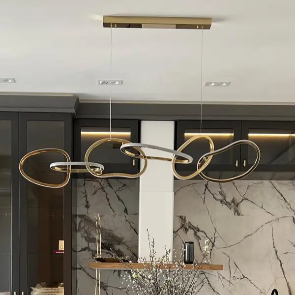 GALASSIA XL round glamorous led lamp with shiny rings, adjustable, modern, loft for living room gold