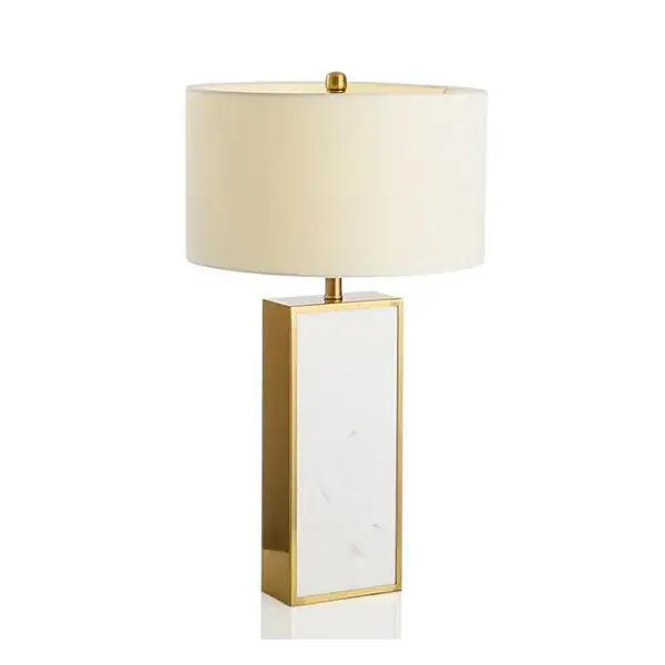 Lampa stołowa glamour, klasyczna, nowoczesna, hamptons, prostokątna z białym abażurem złota VERONICA OUTLET