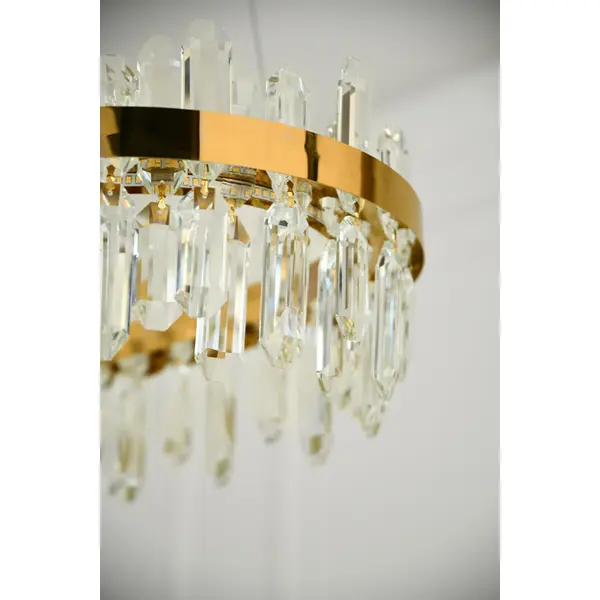 Crystal chandelier, glamor, gold, oblong, designer, exclusive in a modern style, pendant lamp above the table BULGARI L 100cm